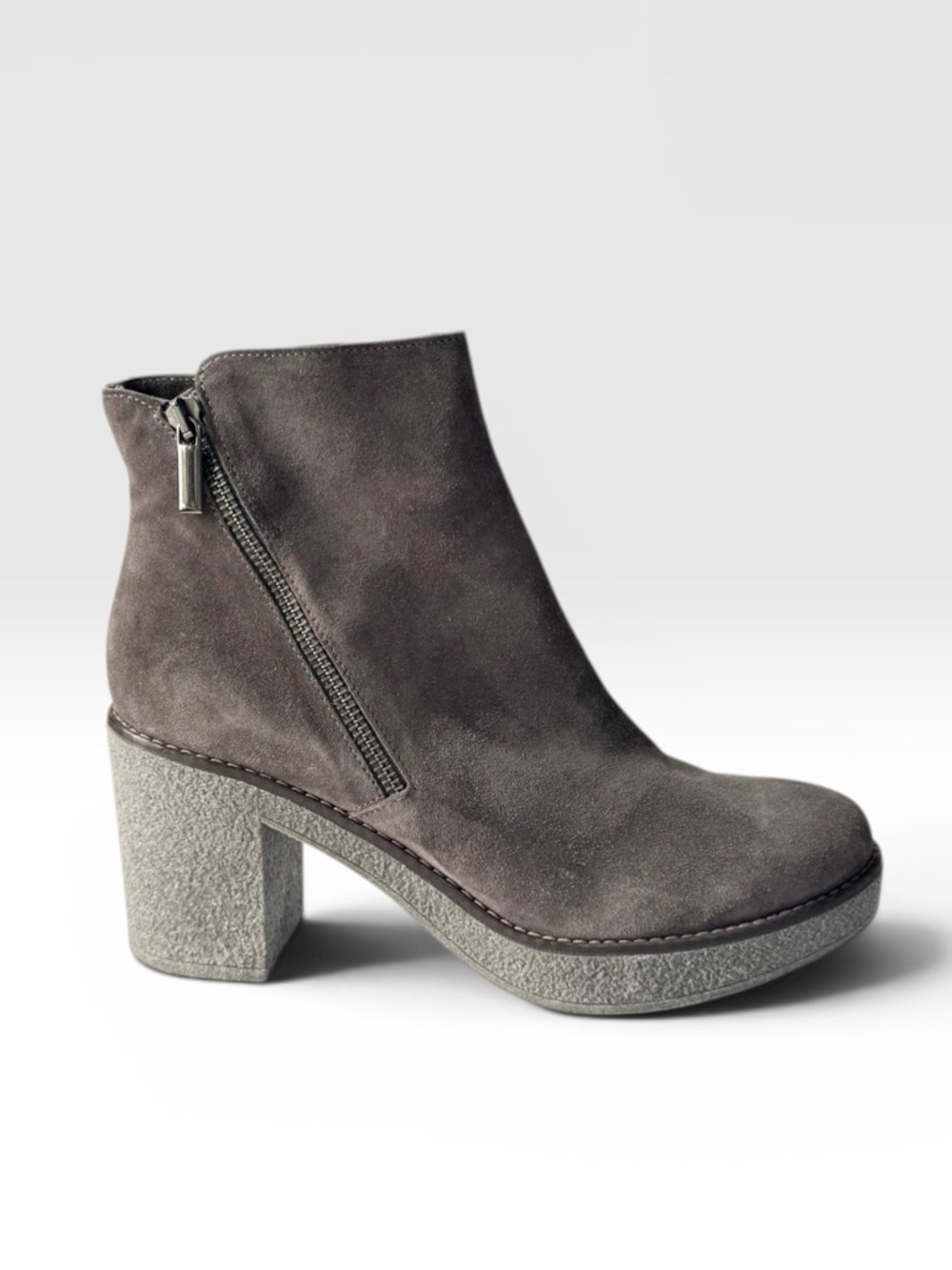 L’idea by Lori Suede Heeled Ankle Boot in Grey |